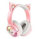 Bluetooth Cat Ear Wireless Headphones, Cat Ear Gaming Headset with Microphone Headset Pink with RGB LED Light Wireless Headphones with Cat Ears HD Stereo Sound for PC TV Tablet Game Consoles (Pink)