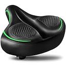 BLUEWIND Oversized Bike Seat - Compatible with Exercise or Road Bikes, Easy to Install, Bike Saddle Replacement with Wide Cushion for Men & Women Comfort (Green)