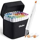 Ohuhu Marker Stifte Set, Pinsel Marker Stift mit 72 Farben Doppelseitige Farbspitz Chisel Alkoholmarker für Comics Manga Pinsel Tip zum Skizzieren Kalligraphieren Zeichnen