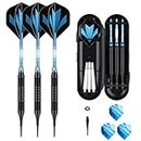 sanfeng Darts Plastic Tip Set with Black Barrel 18g for Electronic Dart Board with 50 Rubber O-Rings 6 Blue Alu Shafts Extra 50 Replacement Soft Tips Accessories