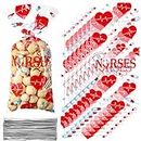 100 Pack Nurses Week Gift Bags Bulk Nursing Candy Bags Goody Bags Medical Gift Bag Treat Bags for National Nurse Day, Nursing Graduation Congrats, Nurse Doctor Theme Party Favors Supplies (Clear)