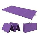 Giantex 8' x 4' x 2" Gymnastics Mat, Folding Tumbling Mat with Carry Handles, Detachable PU Leather Cover for Yoga Stretching Aerobics Core Workouts, Foldable Exercise Mat for Home Gym Fitness