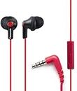 PANASONIC ErgoFit Earbud Headphones with Microphone and Call Controller Compatible with iPhone, Android and BlackBerry - RP-TCM125-KB - in-Ear (Matte Black/Red)