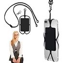 Crysendo 2-in-1 Universal Silicone Phone Lanyard Neck Strap Phone Holder with ID, Credit Cards, Cash Pocket | Compatible with Most Smartphones (Black)