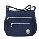 XUEREY Damen Casual Multi Pocket Nylon Messenger Bags Crossbody Schultertasche Reise Geldbörse, navy, One Size