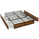 Small Double Iron Bed Frame 4 Underbed  Storage Drawers Platfrom Bed Slat Base