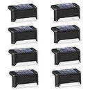 8Pcs Solar Lights Outdoor Garden,Solar Deck Lights Outdoor LED Solar Step Lights Waterproof Solar Lights for Outdoor Stairs, Pathways, Fences, Patio,Warm White, Black=