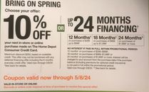 HOME DEPOT: 10% Off Purchase - Coupon Card (5/8/24)