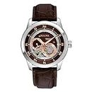 Bulova Classic Automatic Men's Stainless Steel with Brown Leather Strap, Silver-Tone (Model: 96A120)