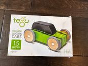 Tegu Magnetic Wooden Car Blocks 15 Piece Set, including 4 wheels