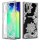 Floral Clear Galaxy Note 10 Plus Case for Women Girls,GREATRULY Pretty Phone Case for Samsung Galaxy Note 10+ (2019),Flower Design Slim Soft Drop Proof TPU Bumper Cushion Silicone Cover Shell,FL-S