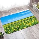 Aeici Multicolored Rug, Welcome Doormat 60X180cm Sunflowers Pattern Flannel Carpet Floor Mat