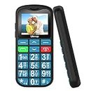 uleway Big Button Mobile Phone for Elderly, Easy to Use Basic Mobile Phone, SIM Free Unlocked Senior Mobile Phone With SOS Emergency Button, Large Volume, Flashlight, FM Radio (Blue)