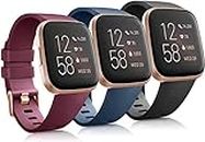 Pack 3 Sport Bands for Fitbit Blaze Bands for Men, Soft Silicone Classic Adjustable Strap Replacement Wristbands, Small (Black, Navy Blue, Wine Red)