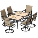 Patio Dining Table Set of 7 Outdoor Furniture Swivel Chairs Lawn Garden Yard