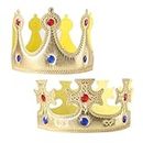 MIVAIUN 2 Piezas King Crowns Party Hat,Sombrero de Rey Reina,Corona de Tela con Diamantes de Imitación,Corona Cumpleaños,King Crown para Adulto Niños Reina Corona Princesa Tiara Accesorios (Oro)