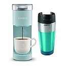 Keurig K-Mini Single Serve Coffee Maker (Oasis) Bundle with 12-Ounce Double Wall Stainless Steel Tumbler (2 Items)
