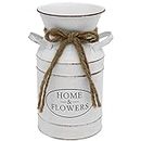 Fovasen French Style Rustic Vase Decor,Vintage White Flower Vase Pitcher,Farmhouse Jug VaseNfor Porch Home Kitchen Coffee Table Decor-7.8" H