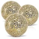 DomeStar 3PCS Decorative Balls, 4inch Mosaic Glass Orbs Centerpiece Balls Gold Orbs for Decorate Bowls Vases Tables Wedding Party