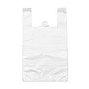 T Shirt Bags, White Plastic Bags with Handles Bulk, Grocery Bags Retail Shopping Bags Merchandise Bags for Supermarket Restaurant, 12x20inch (100pcs)