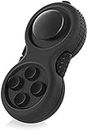 WTYCD The Original Fidget Retro: The Rubberized Classic Controller Game Pad Fidget Focus Toy with 8-Fidget Functions and Lanyard - Perfect for Relieving Stress (Black)