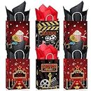 24 Pcs Movie Night Party Bags with Tissue Papers Movie Party Favor Bags with Handles Cinema Party Goody Candy Bags Now Showing Gift Bags for Kids Movie Birthday Party Decoration Supplies