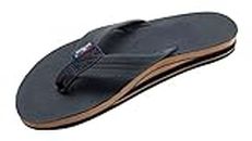 Rainbow Sandals Men's Double Layer Leather Sandal, Navy w/Fawn Midsole, X-Large / 11-12 B(M) US