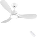 CJOY Ceiling Fans with Lights, 42 inch Ceiling Fans with Lamps and Remote, White