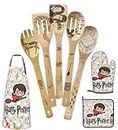 Harry Magic Kitchen Utensils Set Gifts for Mom Women Birthday Gift Cute Magic Wooden Cooking Spoons Set with Apron Oven Mitt Potholder Set Great Christmas Gift