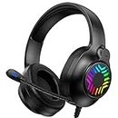 OLANRUN Gaming Headset, Stereo Xbox Headset PS4 PS5 Headset PC Headset, 9 Colors RBG Gaming Headphones with Clearly Microphone for Computer, Laptop, Xbox One Series, Switch (Black)
