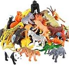 54 Piece Mini Jungle Animals Toys Set,Realistic Wild Animals Figure，Vinyl Pastic Animal Party Favors Toys For Boys Kids Toddlers Forest Small Farm Animals Toys Playset