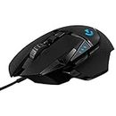Logitech G502 Hero High Performance Wired Gaming Mouse, Hero 25K Sensor, 25,600 DPI, RGB, Adjustable Weights, 11 Programmable Buttons, On-Board Memory, PC/Mac - Black