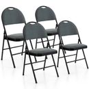 4 Pack Folding Chairs Portable Padded Office Kitchen Dining Chairs Grey