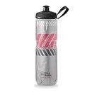 Polar Bottle - 24oz Tempo - Silver & Red - Insulated Water Bottle for Cycling & Sports, Keeps Water Cooler 2X Longer and Fits Most Bike Bottle Cages