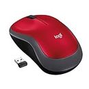 Logitech M185 Wireless Mouse, 2.4GHz with USB Mini Receiver, 1000 DPI Optical Tracking, Ambidextrous, Compatible with PC, Mac, Laptop - Red - 910-003635 (Renewed)