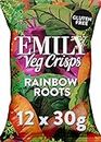 EMILY - Veg Crisps - Rainbow Roots - Gluten Free, Vegan, Free From Palm Oil - Root Vegetable Crisps - Crisps Multipack - 12x 30g