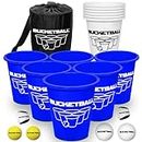 BucketBall | Team Color Edition | Combo Pack (Navy Blue/White): Original Yard Pong Game: Best Camping, Beach, Lawn, Outdoor, Family, Adult, Tailgate, Jumbo, Giant Game