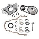 M295 Oil Pump Timing Chain Kit Cover Gasket Engine Replacement Set for 97-04 Cadillac Avalanche Silverado Suburban Sierra 4.8L 5.3L 6.0L