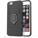 WOW IMAGINE Apple iPhone 6 | 6s Tough Armor Back Cover | Ring Holder & in-Built Kickstand Mobile Bumper Case | Excellent 360 Degree Protection (Carbon Black)
