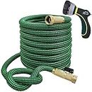 TheFitLife Flexible and Expandable Garden Hose 50FT - Multiple Layer Core 3/4" Metal Fittings 8 Pattern Nozzle, Kink Proof, Lightewight, Collapsible Water Hose