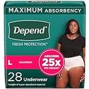Depend Fresh Protection Adult Incontinence & Postpartum Bladder Leak Underwear for Women, Disposable, Maximum, Large, Blush, 28 Count, Packaging May Vary