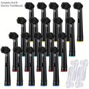 Black Charcoal Toothbrush Heads Sb-17a 20pcs And 4pcs Caps, Compatible With Oral B Electric Toothbrush, Making With Active Charcoal Bristles