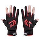 ASADFDAA Guantes 1 Pair Fishing Gloves Outdoor Fishing Waterproof Anti-Slip 3 Cut Finger Outdoor Sports Gloves Men Fish Equipment Accessories (Color : Red)