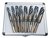 Hoteche 8PC HSS Cobalt Silver & Deming Drill Bits Set, Large Size 9/16" to 1", Reduced 1/2" Shank
