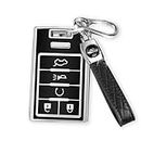 MILD EAST for Cadillac Key Fob Cover with Keychain, 5-Button Key Case for Escalade SRX CTS ATS XTS DTS STS 2008-2014 2015, Soft TPU, Black