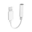OJOS Cable Compatible with iPhone Lightning to 3.5 mm Headphone Jack Adapter, 3.5mm AUX Audio Stereo Headphone Dongle Earphone Digital Connector for iPhone 14 13 12 11 XS Mini XR SE X 8 iPad, White