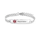 SBI Jewelry Pacemaker Medical Alert Bracelet for Women Men Pre-engraved Stainless Steel Anniversary Birthday