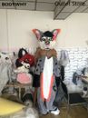 Gray Fursuit Long Fur Husky Fox Dog Fursuit Cosplay Mascot Costume Fancy Dress