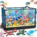 Fish Tank Building Block, Lighting Aquarium Building Sets for Adults and Kids Including Ocean Jellyfish, Dolphin, Turtle, Crab, Animal Building Toys for Boys Age 8-12, 725pcs