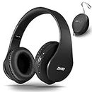 ZIHNIC Bluetooth Over-Ear Headphones,Foldable Wireless and Wired Stereo Headset Micro SD/TF, FM for Cell Phone,PC,Soft Earmuffs &Light Weight for Prolonged Waring (Black)